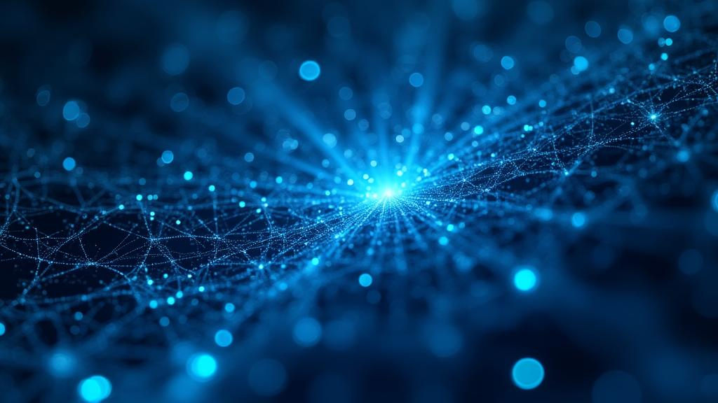 Futuristic digital representation of neural networks and data streams