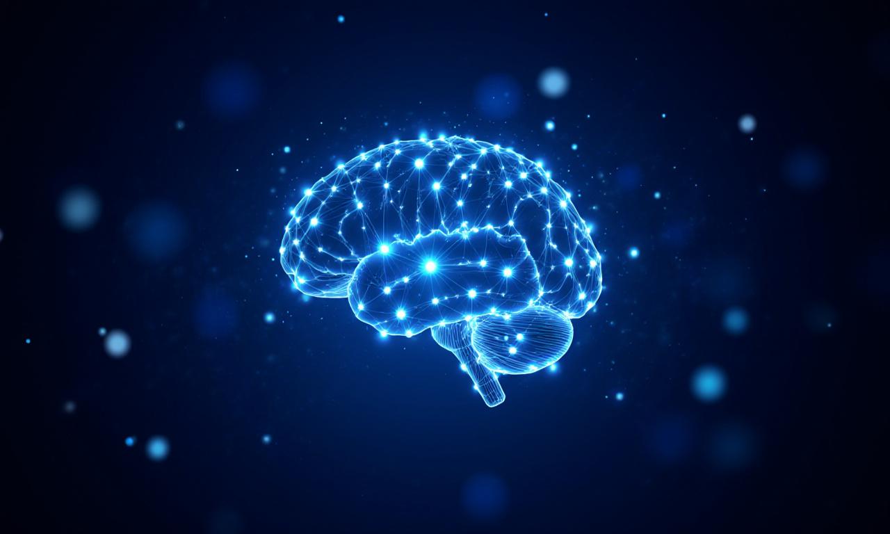 Futuristic AI neural network visualization